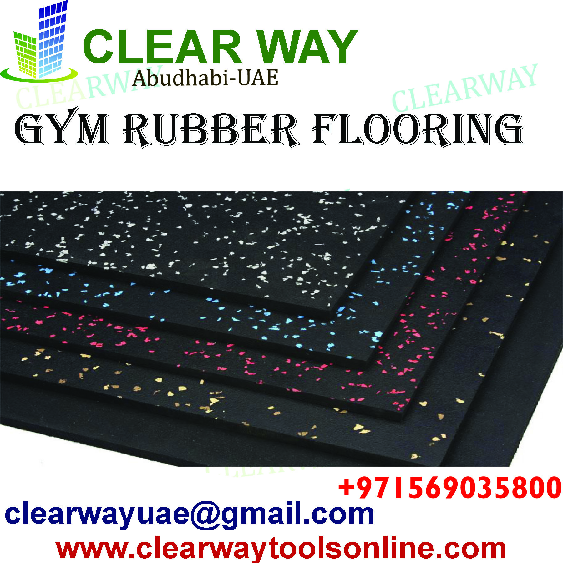 GYM RUBBER FLOORING TILES AND ROLL IN MUSSAFAH , ABUDHABI , UAE