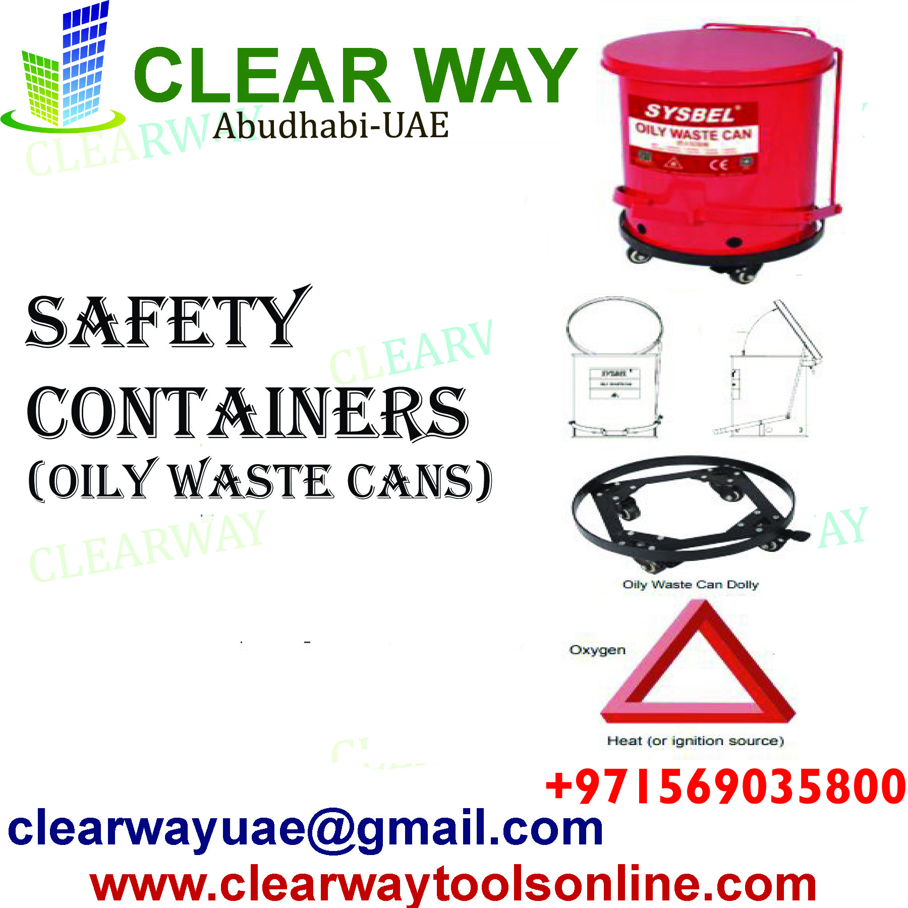 SAFETY CONTAINERS-OILY WASTE CANS-CLEARWAY-SYSBEL-MUSSAFAH-ABUDHABI-UAE