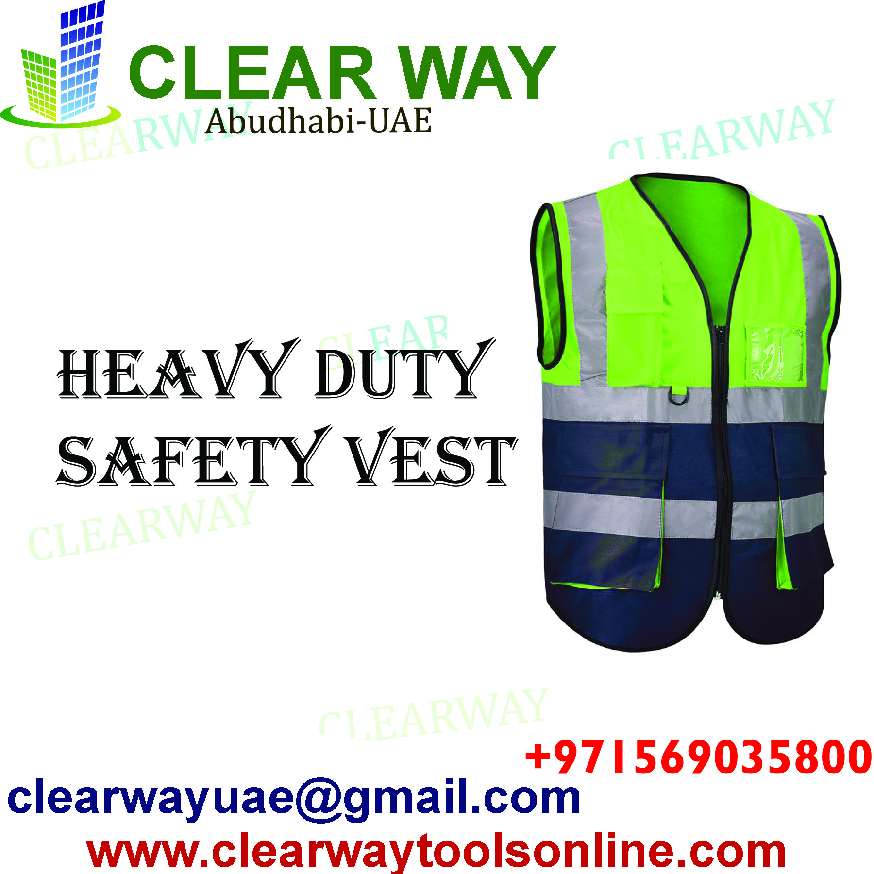 Dual Color Heavy Duty Safety Vest With Zipper-clearway-mussafah-abudhabi-uae