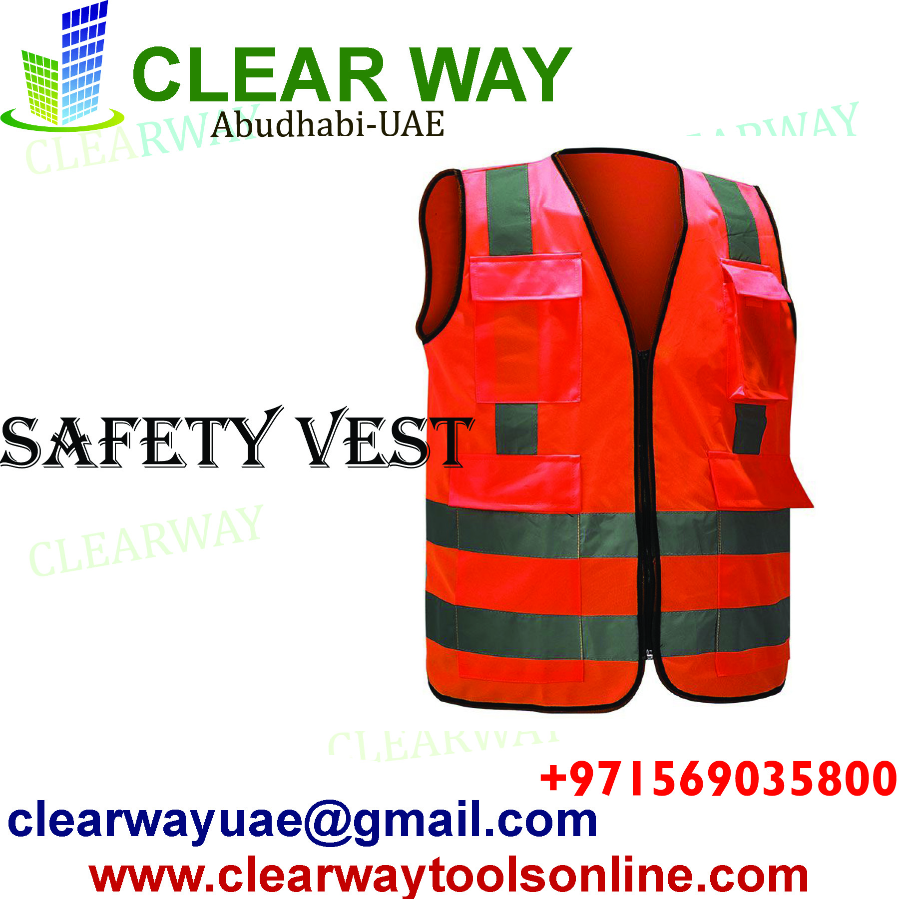 Safety Vest With Backside Cross Reflectives & Zipper Closure