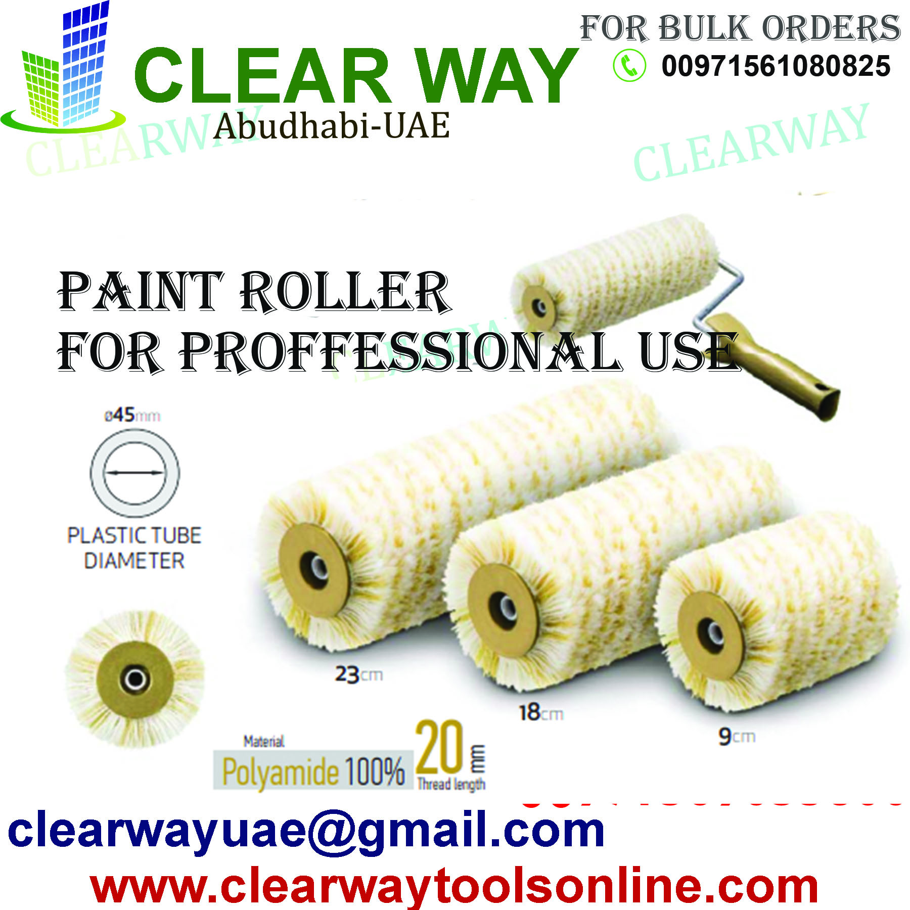 PAINT ROLLER FOR PROFFESSIONAL USAGE DEALER IN MUSSAFAH ABUDHABI UAE