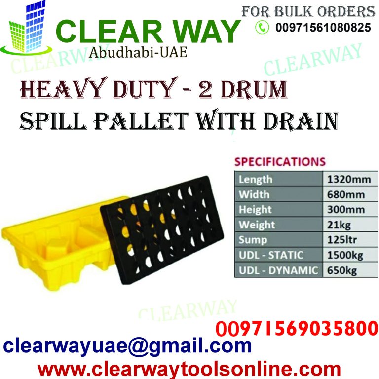 HEAVY DUTY 1 DRUM SPILL PALLET WITH DRAIN DEALER IN MUSSAFAH , ABUDHABI