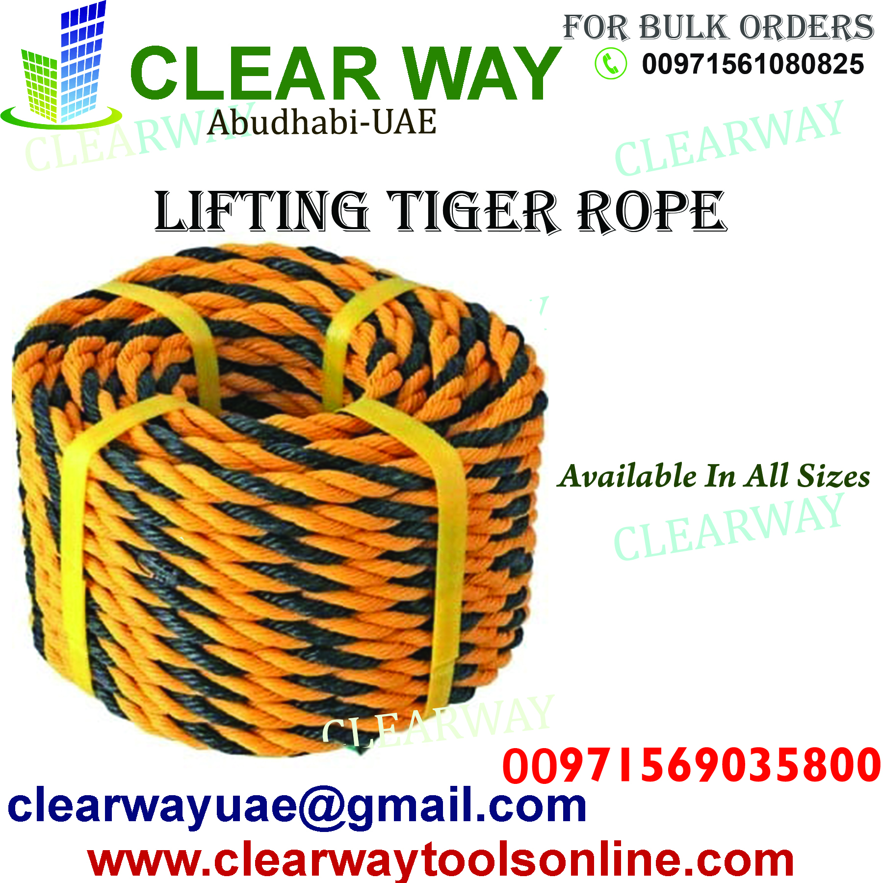 LIFTING TIGER ROPE DEALER IN MUSSAFAH , ABUDHABI , UAE BY CLEARWAY