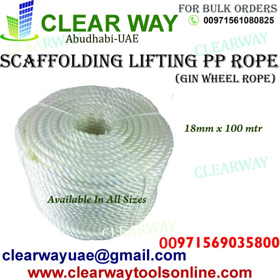 SCAFFOLDING LIFTING PP ROPE OR GIN WHEEL ROPE DEALER IN MUSSAFAH