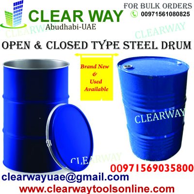 OPEN AND CLOSE TYPE STEEL DRUM DEALER IN MUSSAFAH , ABUDHABI , UAE