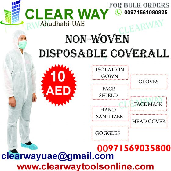 NONWOVEN DISPOSABLE COVERALL DEALER IN MUSSAFAH , ABUDHABI , UAE
