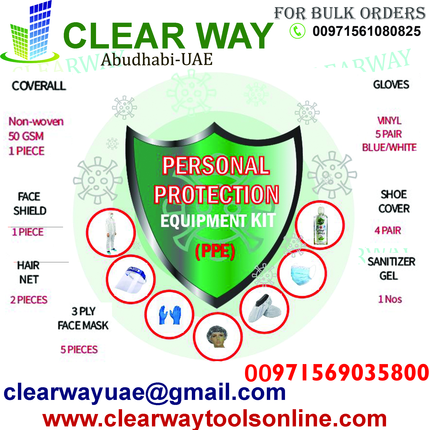 PPE KIT DEALER IN MUSSAFAH , ABUDHABI , UAE BY CLEARWAY