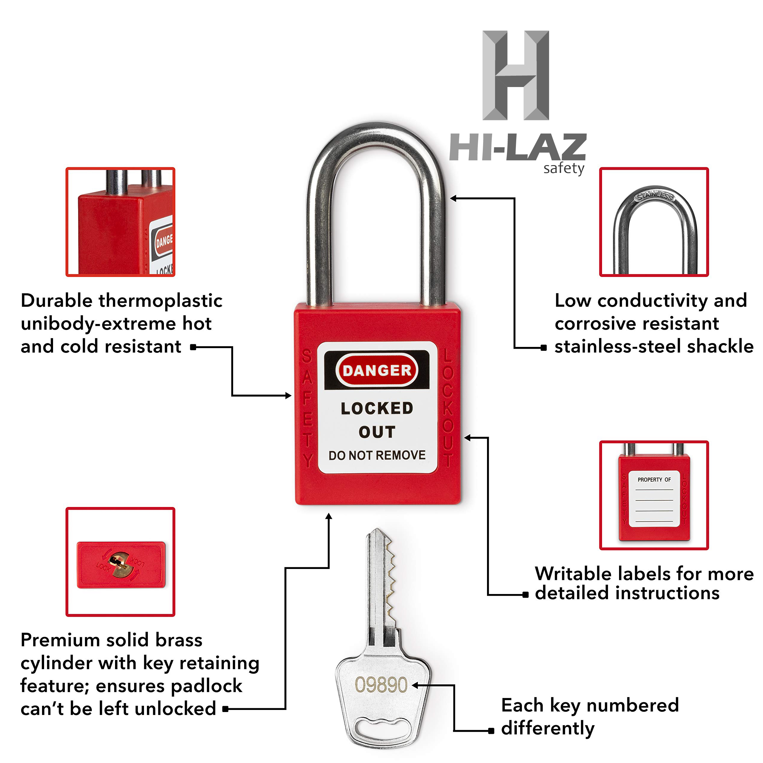 LOCK OUT TAG OUT Padlock – 38mm , 6 mm Steel Short Shackle Color – RED WITH 2 KEY -hilaz safety – clearway5-01
