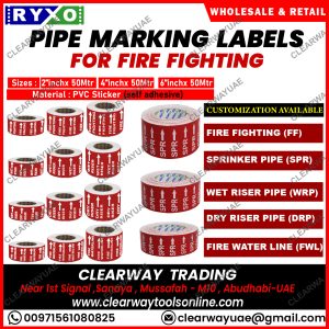 pipe marking labels supplier in mussafah , abudhabi , uae by clearway , ryxo safety