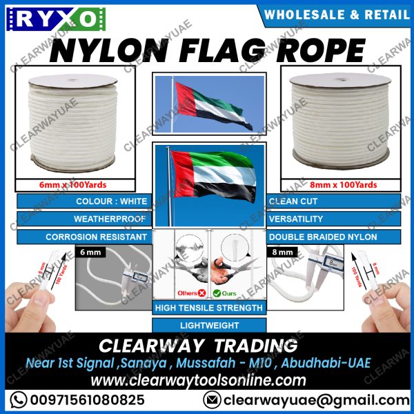 FLAG ROPE SUPPLIER IN MUSSAFAH , ABUDHABI , UAE BY CLEARWAY , RYXO SAFETY