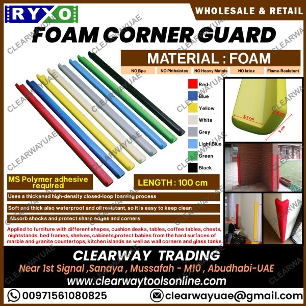 FOAM CORNER GUARD WHOLESALE AND RETAIL SUPPLIER IN MUSSAFAH , ABUDHABI , UAE BY CLEARWAY , RYXO SAFETY