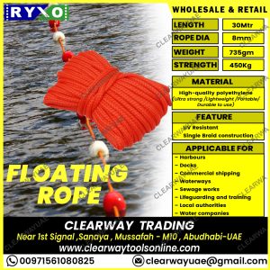 FLOATING RESCUE ROPE SUPPLIER IN MUSSAFAH , ABUDHABI , UAE BY CLEARWAY , RYXO SAFETY