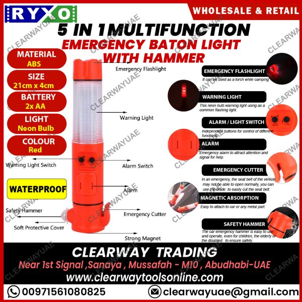 multifunction emergency baton light supplier in mussafah , abudhabi , uae by clearway , ryxo safety