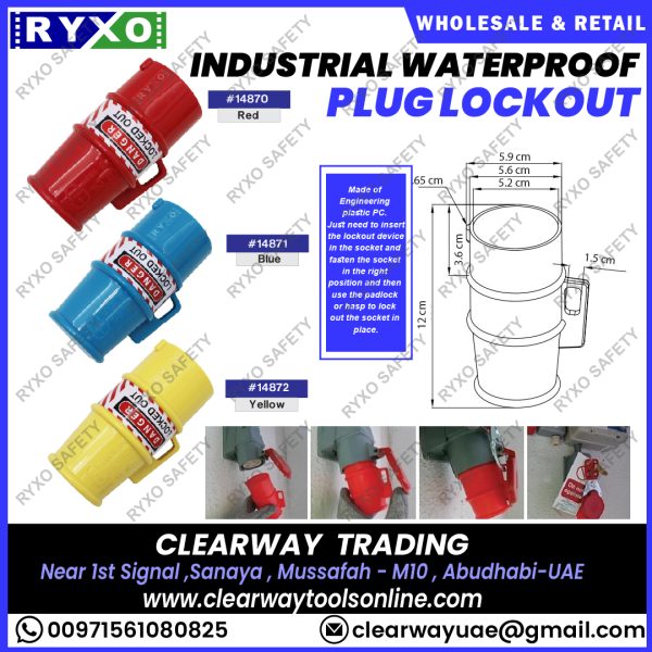 INDUSTRIAL WATERPROOF PLUG LOCKOUT-RED SUPPLIER IN ABUDHABI-UAE BY RYXO SAFETY